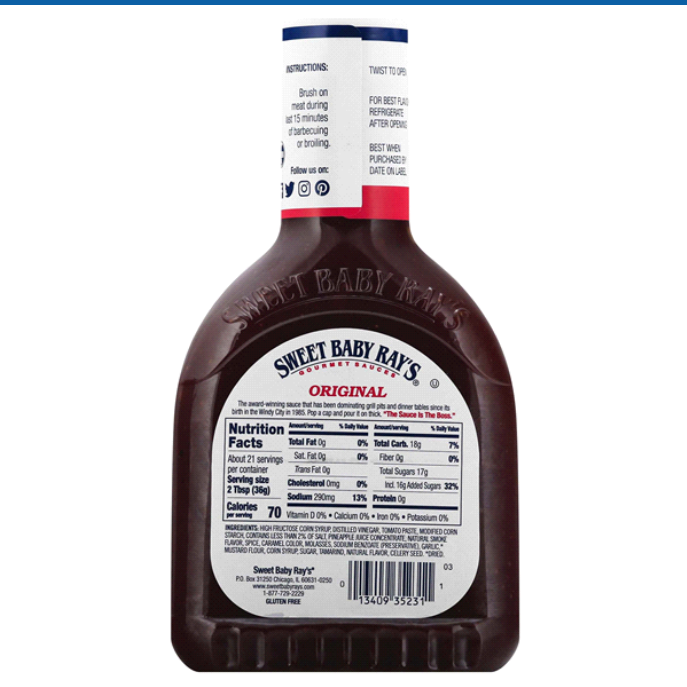 Sweet Baby Ray's Barbecue Sauce - Original