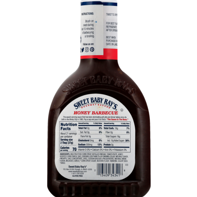 Sweet Baby Ray's Barbecue Sauce - Honey