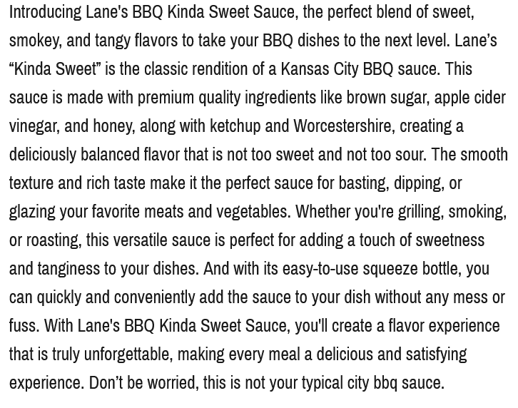 Lane's BBQ - Kinda Sweet Sauce