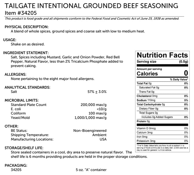 Tailgate Spices Intentional Grounded Beef Seasoning