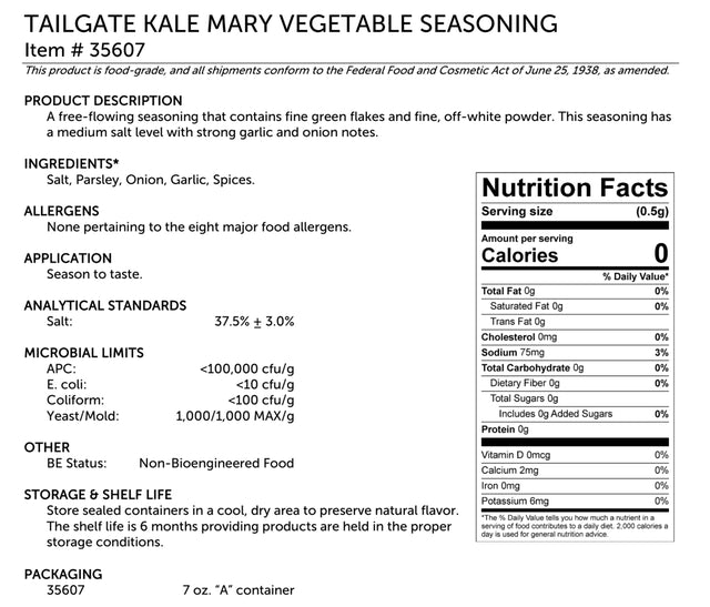 Tailgate Spices Kale Mary Vegetable Seasoning