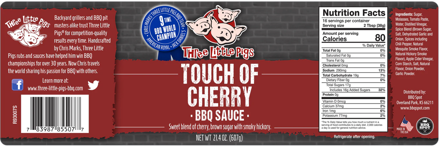 Three Little Pigs Touch Of Cherry BBQ Sauce